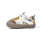 EBMINI ROVER brown toddler sneaker side profile with rubber bumper