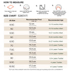 EBMINI ROVER toddler shoe size guide and measuring instructions