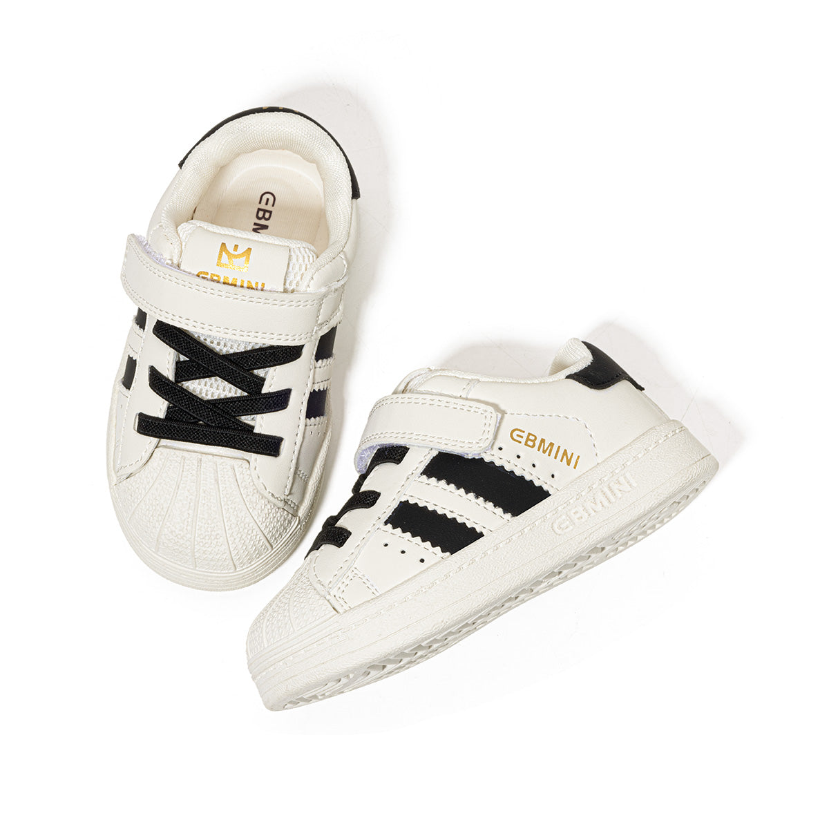 EBMINI SHELL easy-on toddler sneakers with a secure strap closure