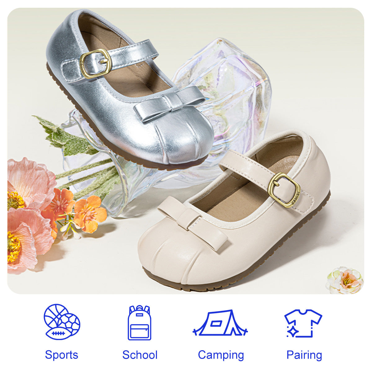 EBMINI SHINE metallic toddler sneakers for parties and play