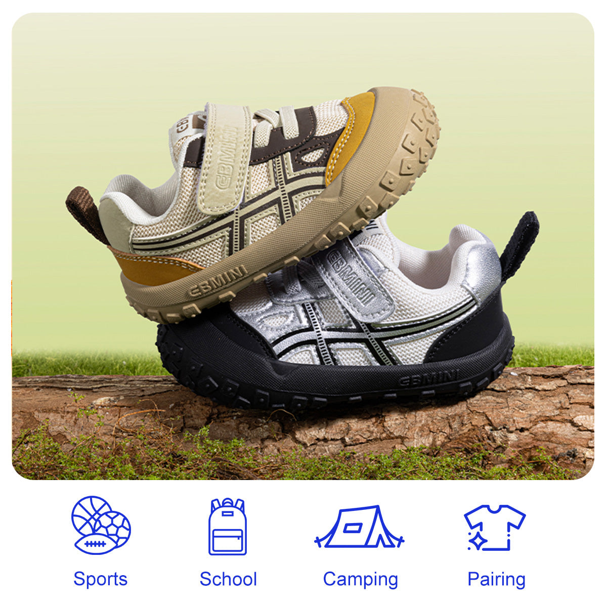 EBMINI SLICK lightweight silver sneakers for outdoor play