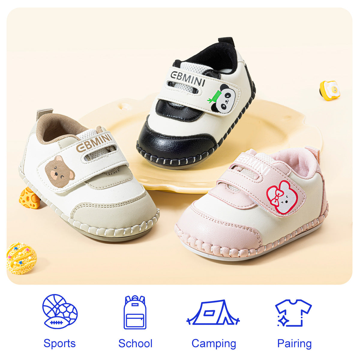 EBMINI SNOOZE bear baby crib shoes — toe detail