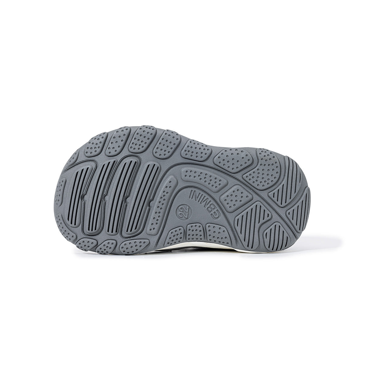 Bottom view of EBMINI SPIN flexible deep-wave rubber outsole