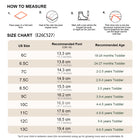EBMINI TITAN toddler sneaker size guide and foot measurement chart