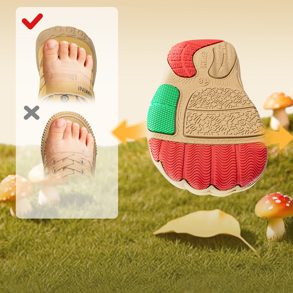 EBMINI TREAD dual-strap toddler sneakers — flexibility detail