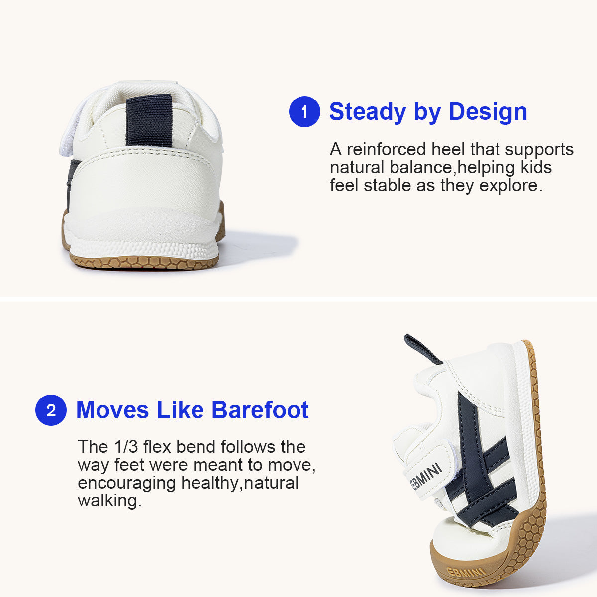 EBMINI TWIN casual retro sneakers for daycare and daily wear