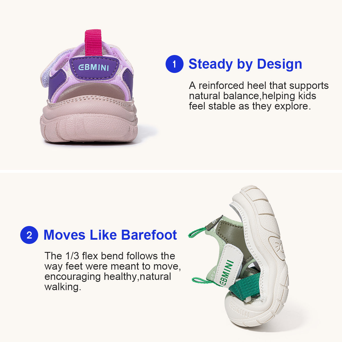 EBMINI VOLT non-slip toddler sandals for playground activities