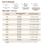 EBMINI WAVEY toddler shoe size guide and measuring instructions