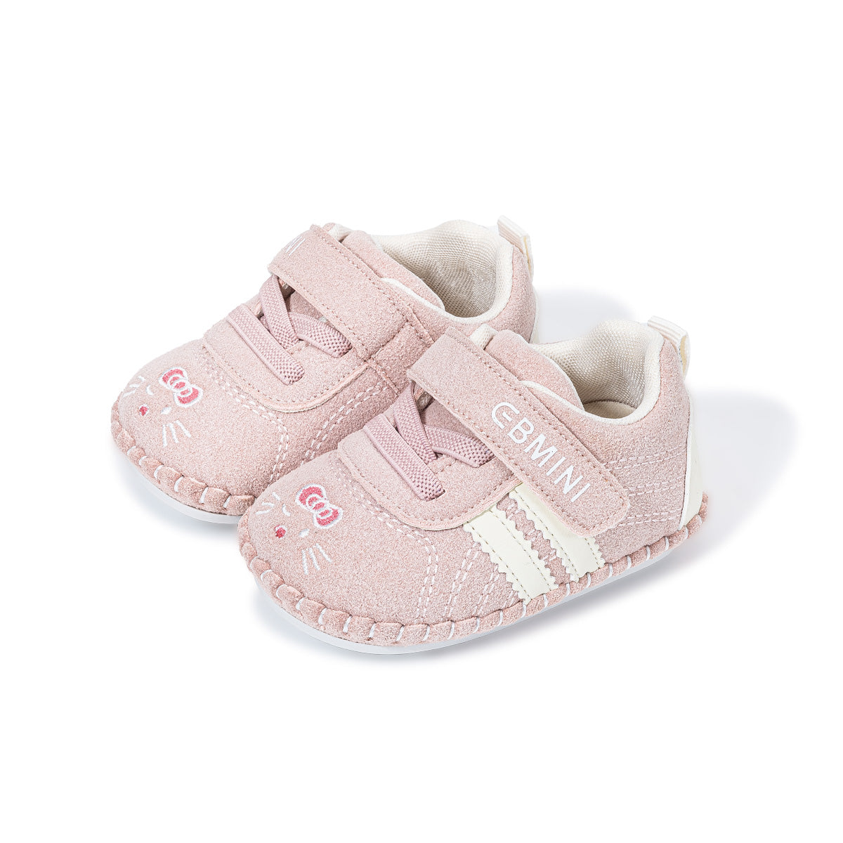 EBMINI WHISKERS kitty embroidered baby crib shoes — hero product view
