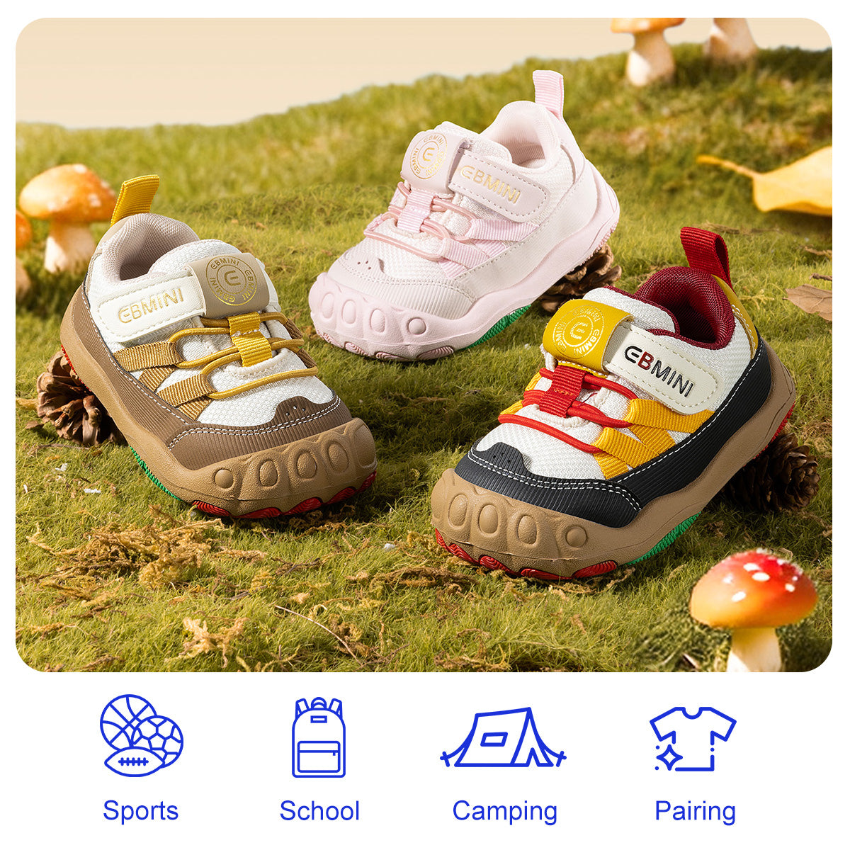 EBMINI ZING toddler sneakers with a textured protective toe bumper